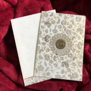 Luxury Floral Wedding Card with Golden Ganesh 021