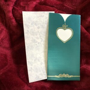 Pull Out Pouch Wedding Card with Heart Cutout 024