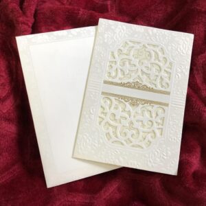 Elegant Floral Lasercut Wedding Card Off White 014